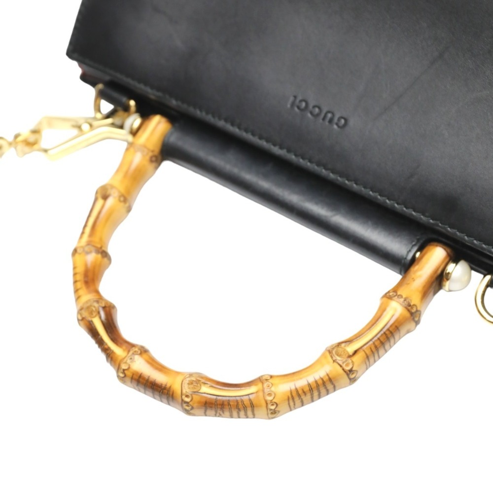 GUCCI Black Leather Bamboo Bag - Picture 12 of 16